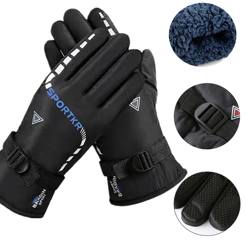 Winter Skiing Padded Gloves Outdoor Riding Gloves Touch Screen Waterproof Triangular Cotton Warm Non-slip Wear-resistant