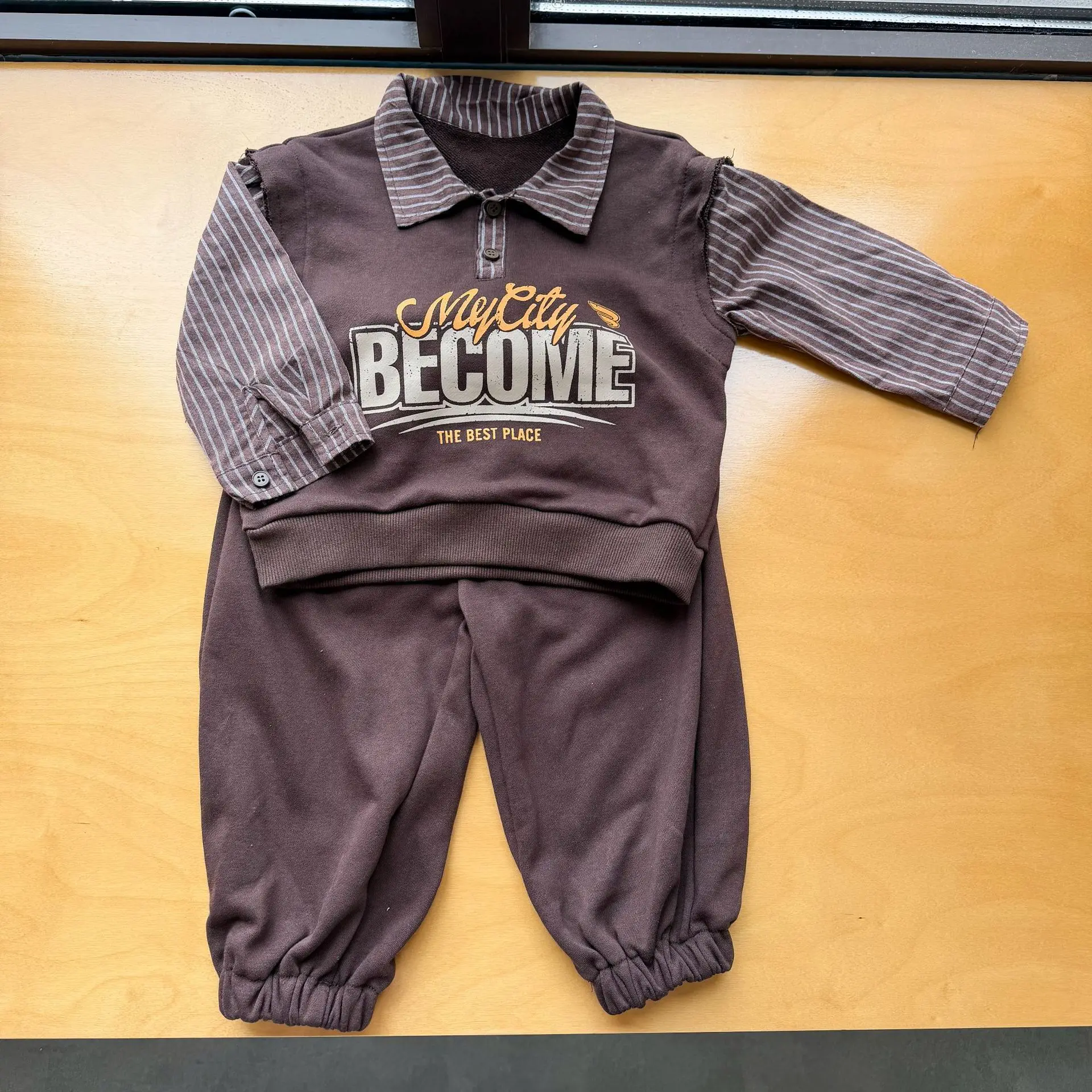 Autumn Children Long Sleeve Clothes Set Boys Girls Letter Print Sweatshirt + Sweat Pants 2pcs Suit Kids Sports Outfits  987