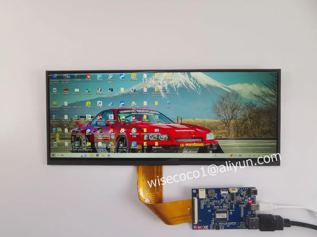 Imagem -02 - Wisecoco 12.3 Polegada 1920x720 Touchscreen Incorporado Display Automotivo Barra de Estiramento Ips Tela Larga Tft Lcd Placa Controladora