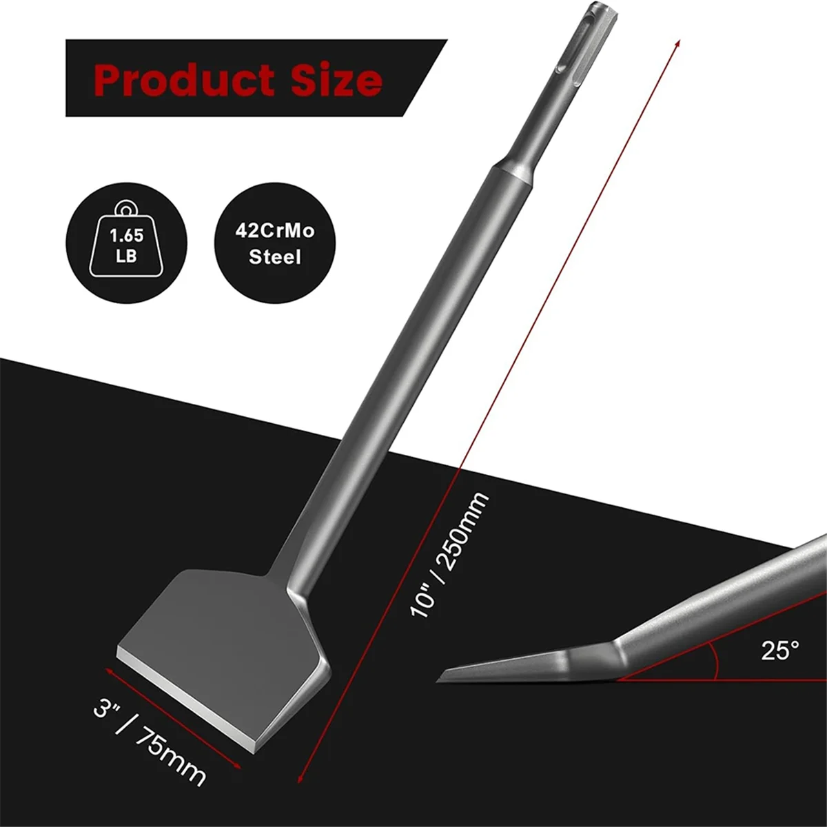 2PCS SDS Plus Chisel 3-Inch Wide & Cranked Angled Bent Tile Removal Chisel Tool, Compatible with SDS Plus (3x10 Inch)