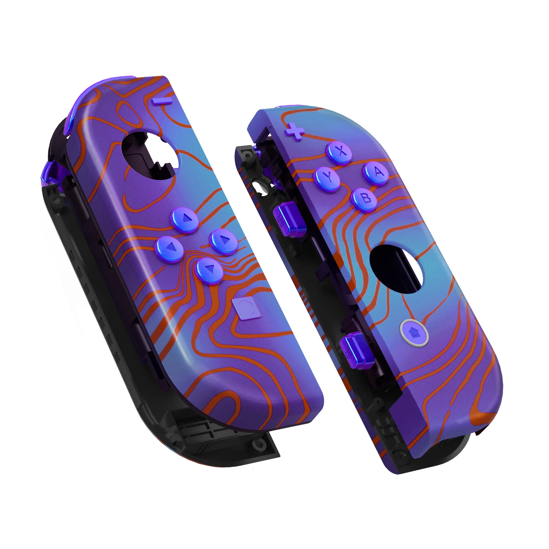 eXtremeRate Custom Patterned Controller Housing Shell Case with Full Set Buttons for NS Switch JoyCon & OLED Joycon - Wood Grain