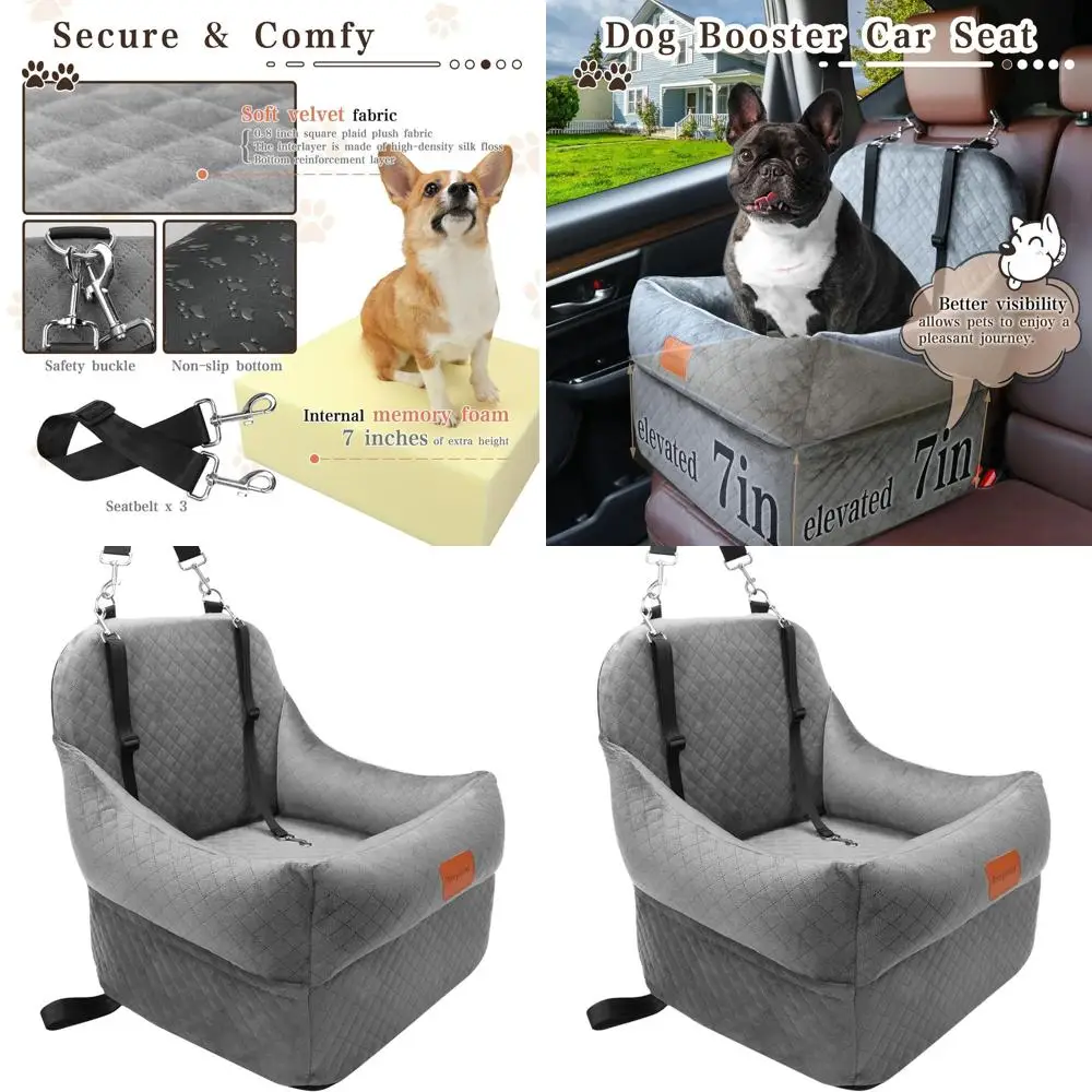 

Портативное автокресло для домашних животных с 7-мя высотами для маленьких/средних собак, моющийся чехол, дорожное сиденье, простое в использовании - H-Grey