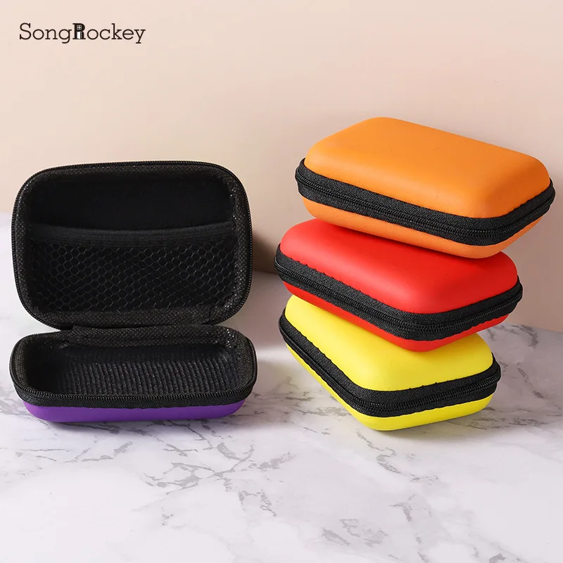 Headphone Bag Mobile Phone Data Cable Charger Storage Box Organize Coin Wallet Solid Color Simple Storage Accessories