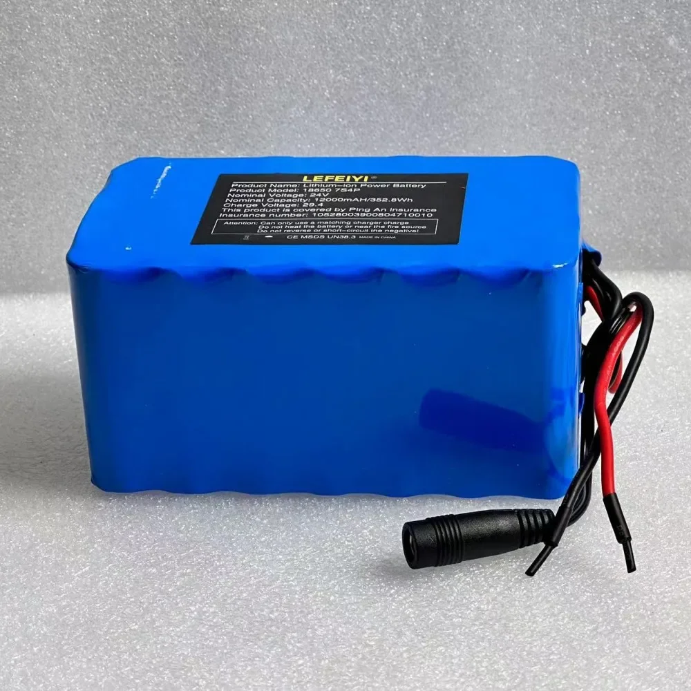 2024 Battery 24V 7S4P 18650 Li-ion Battery Pack 12Ah 29.4V Rechargeable Battery 250W BMS