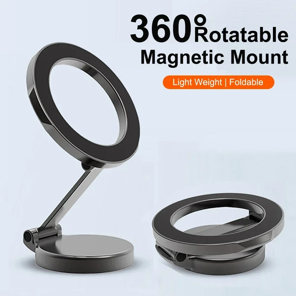 

360 Rotate Adjustable Alloy Foldable Strong Magnetic Car Navigation Holder for MagSafe Phone Mount Suction Cup AntiShake Bracket