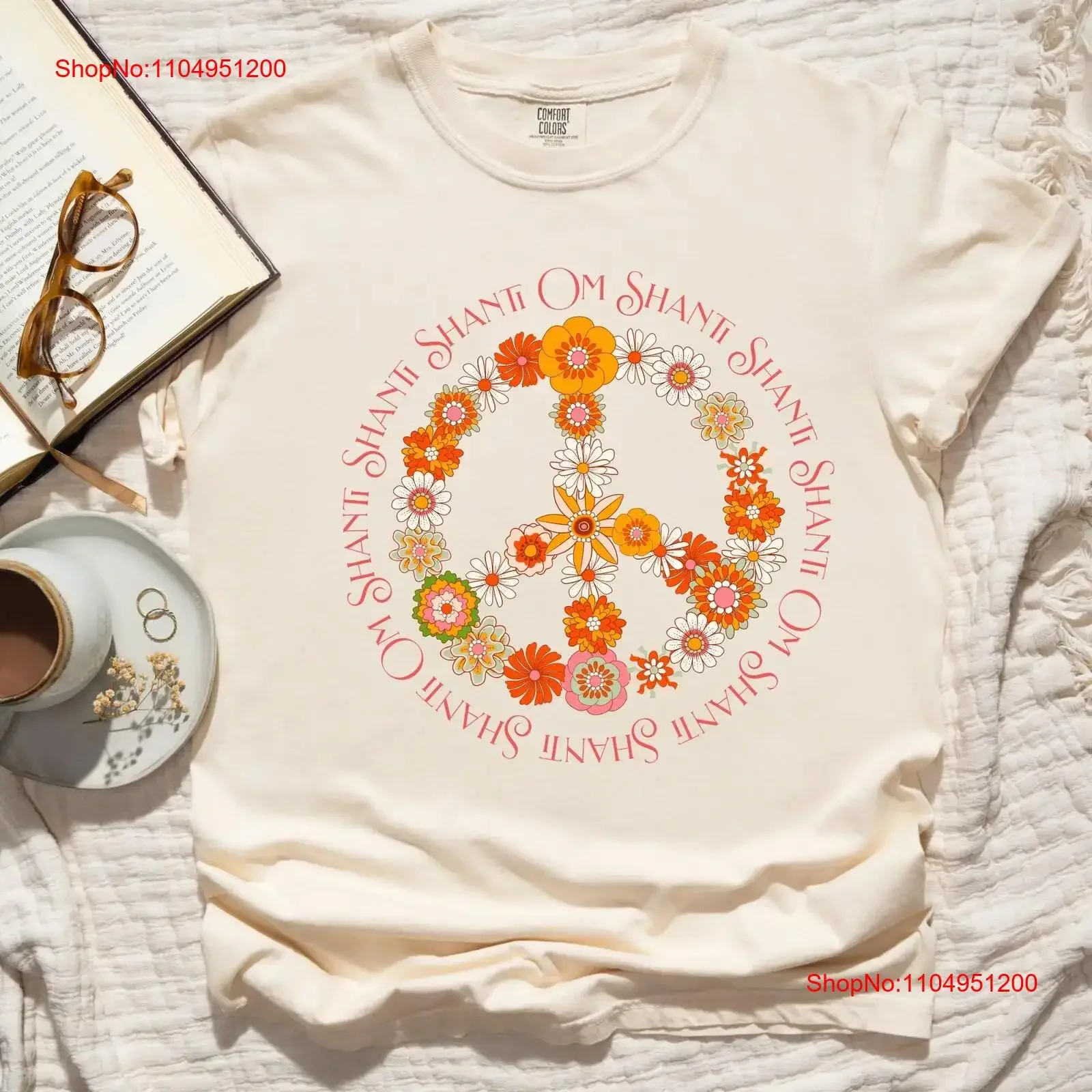 

Peace Symbol T Shirt Motivational Sign Boho Floral Mandala Om Shanti ShirtT Inspirational Yoga for Spiritual Friend vintage