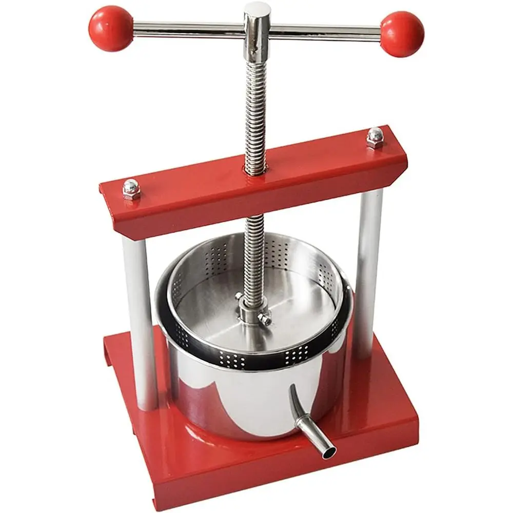 Prensa manual de acero inoxidable para queso, tintura, hierbas, frutas, vino, zumo, sidra, aceite de oliva, con mango Power Ball, 0.53 galones, 2 litros