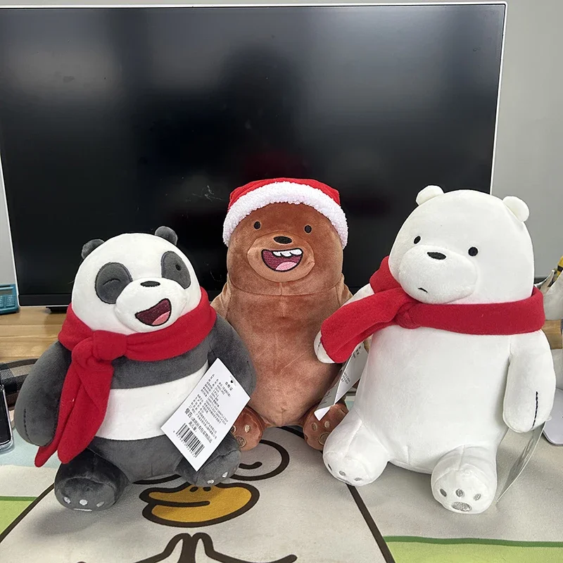 Juguete de peluche navideño We Bare Bears |   Linda muñeca de peluche Icebear 25 cm |   Regalo de decoración navideña de animales de dibujos animados para niños