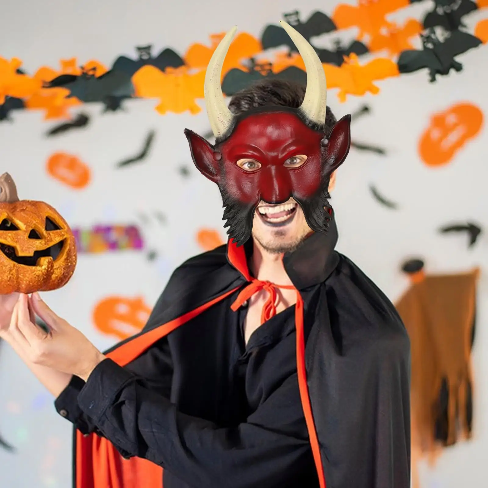 Funny Devil Mask Face Cover for Carnival Birthday Easter Party Cosplay Prop for Adult Unisex Halloween Night