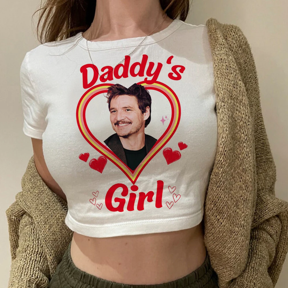 Vote For Pedro Pascal korean fashion aesthetic fairycore crop top Woman manga cyber y2k 2000s streetwear tshirt