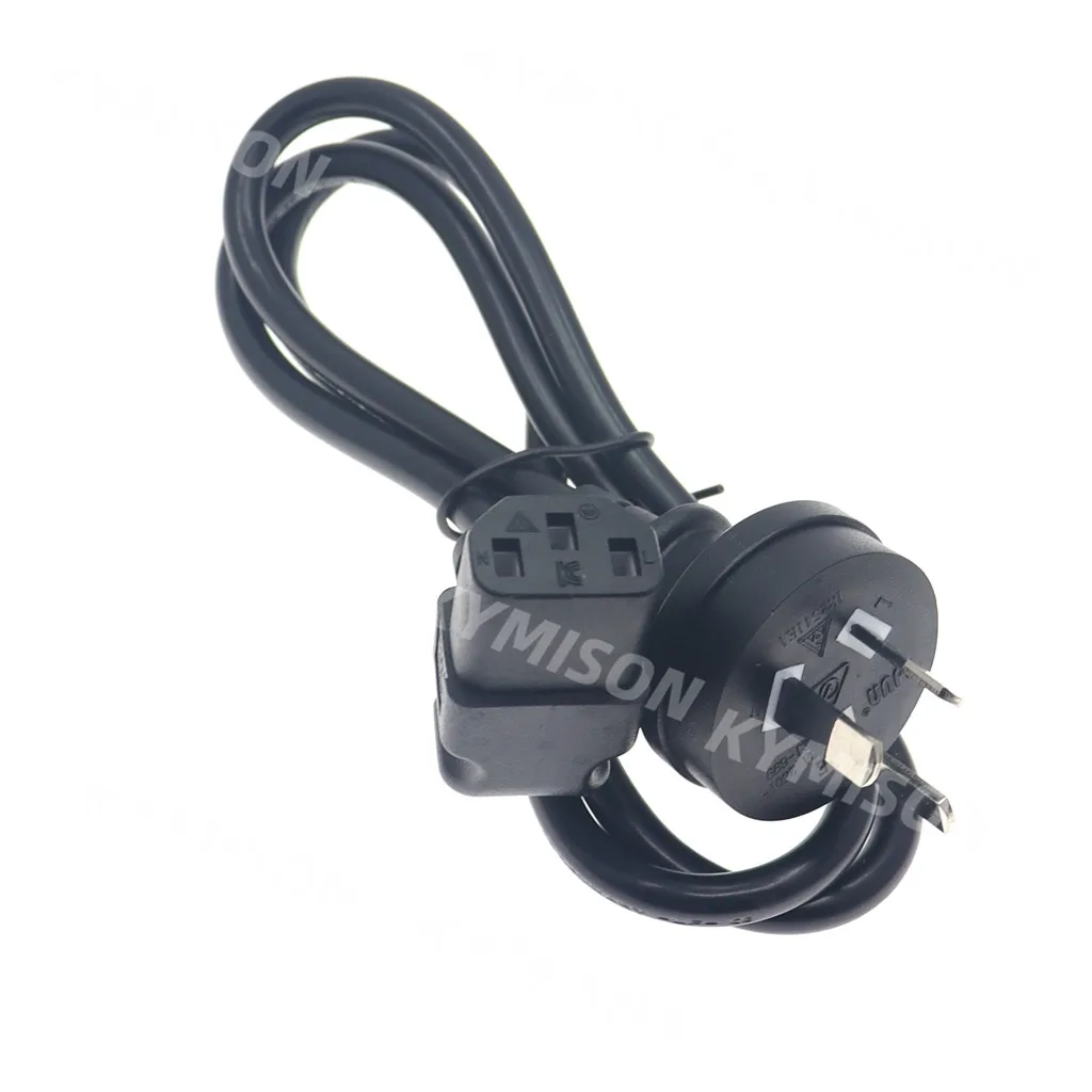 Universal Power Cord for AU 3Prong Type to IEC320 C13 Angle Type Cable, For PC Computer AC Power Connector Socket Extension Cord