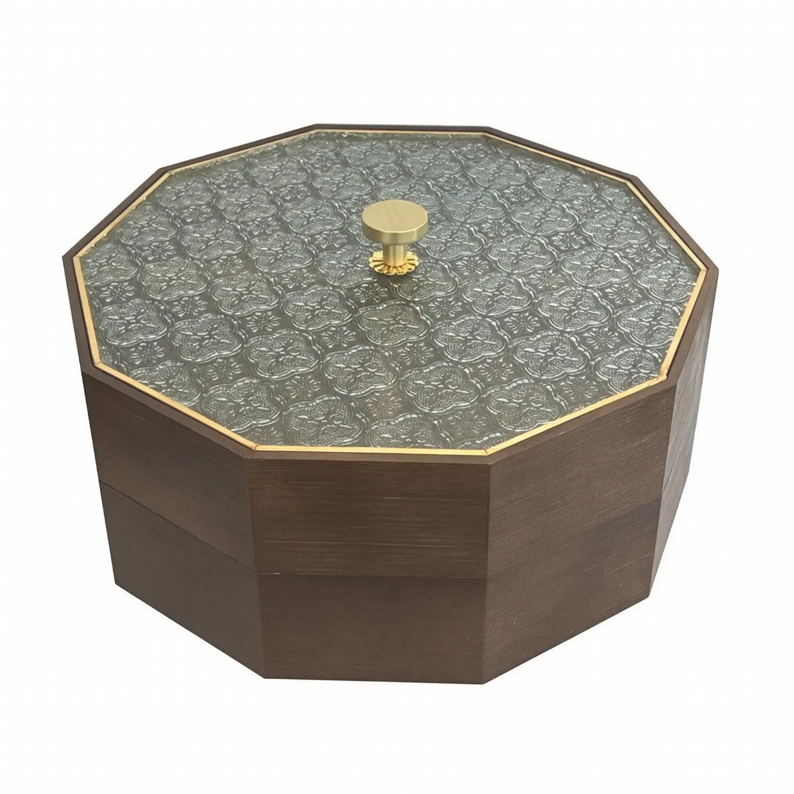 Bamboo Wood Snack Box with Divided Compartments and Handle for Dried Fruit Nuts for Afternoon Tea Sideboard