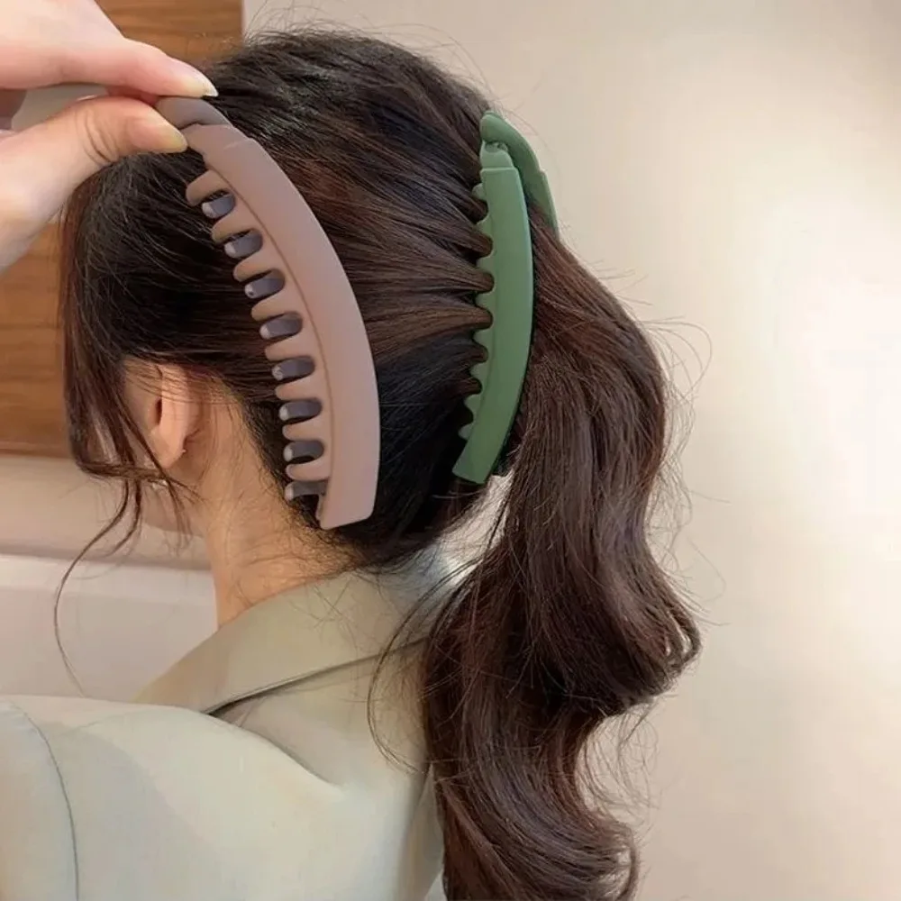 머리핀 Large Banana Hair Clips Solid Color Frosted Hair Claws Classic Women Non-Slip Ponytail Barrettes Hairpins for Fine Hairs