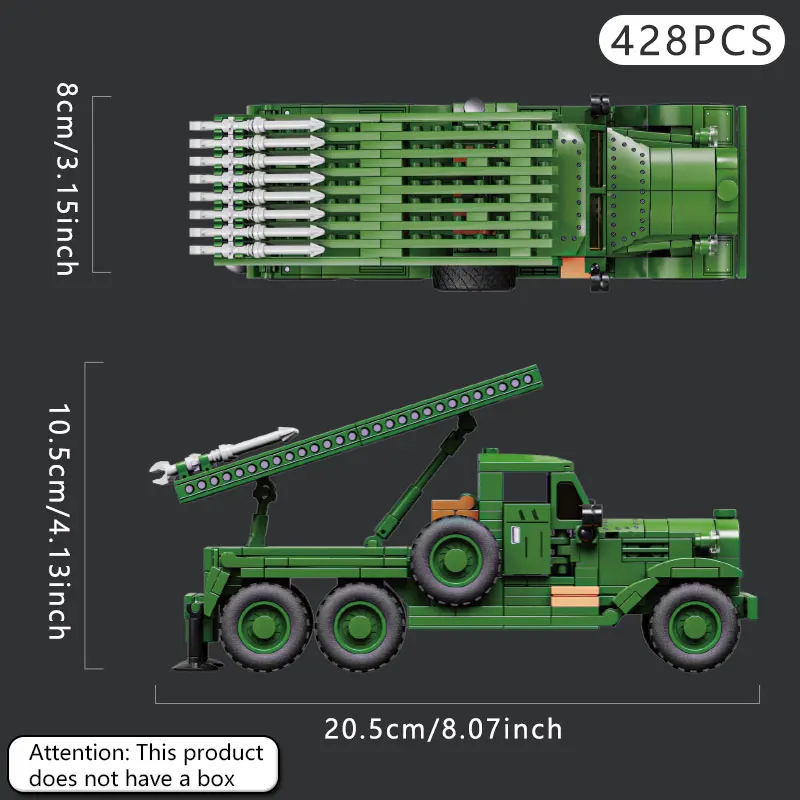 428 個のソビエト BM-13 ロケット砲ビルディングブロック、軍事パズル組み立ておもちゃ、子供の手作り DIY 組み立てモデル、