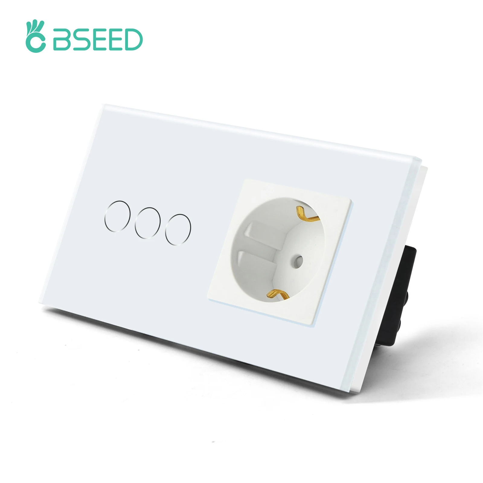 BSEED Einzelsteckdose EU-Wandsteckdosen Doppelsteckdosen USB Typ-C Telefonladegerät Glaspanel 1-Wege-Wandtastschalter Kinderschutz