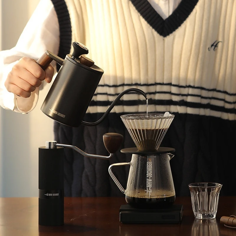 Mhw-3Bomber Pour Over Coffee Set Glass Dripper Server Grinder Drip Coffee Maker Kit For Home Office Barista Use - view 3