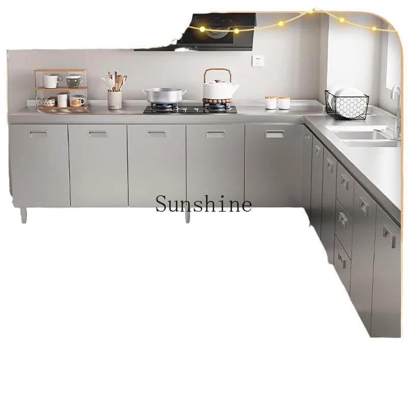 304 overall thickened stainless steel cabinet installation-free integrated kitchen stove, household small apartment