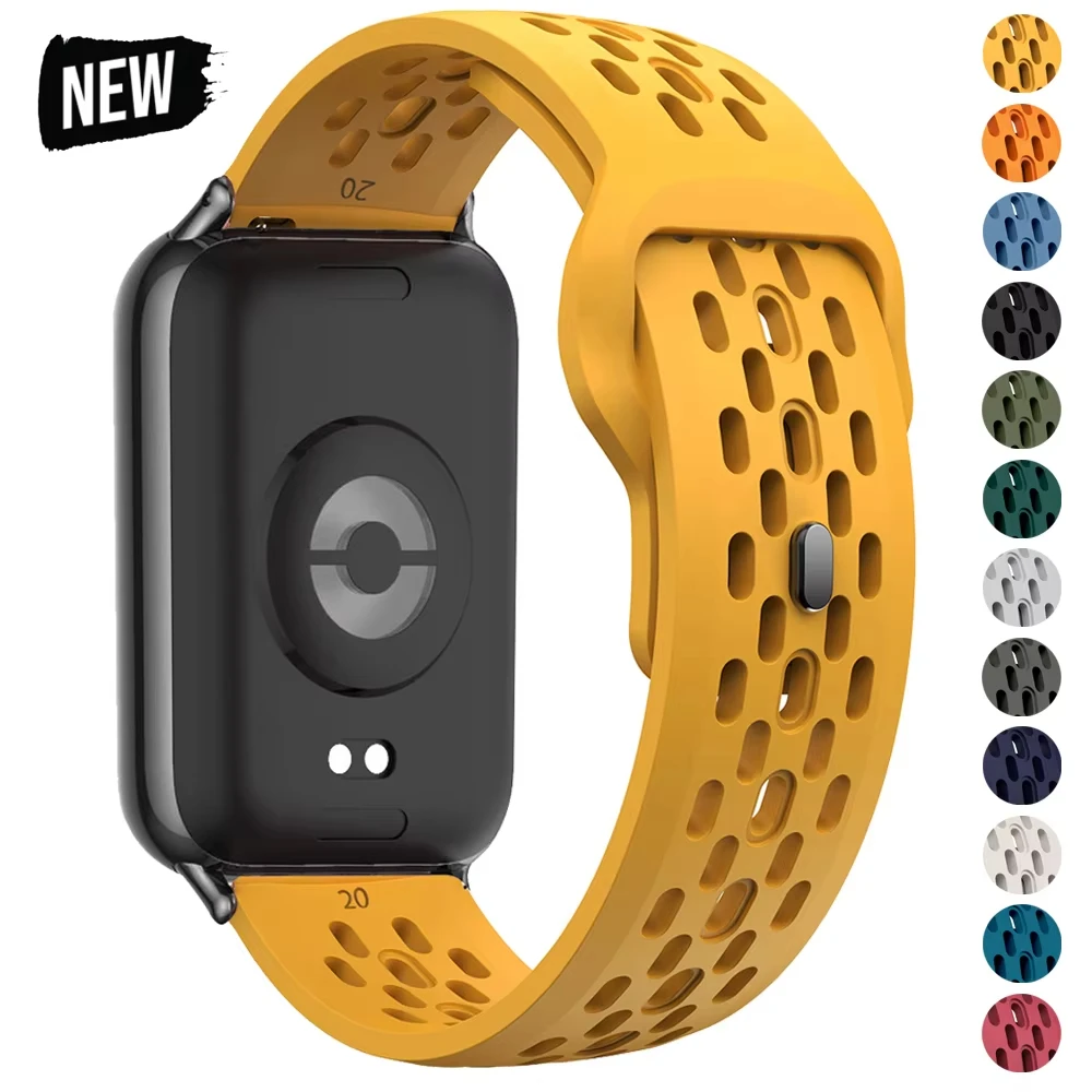 حزام بديل من السيليكون الرياضي لساعة Xiaomi Mi Band 9 Pro/8 Pro سوار ناعم قابل للتنفس لساعة Redmi 5/4 معصمه Correa