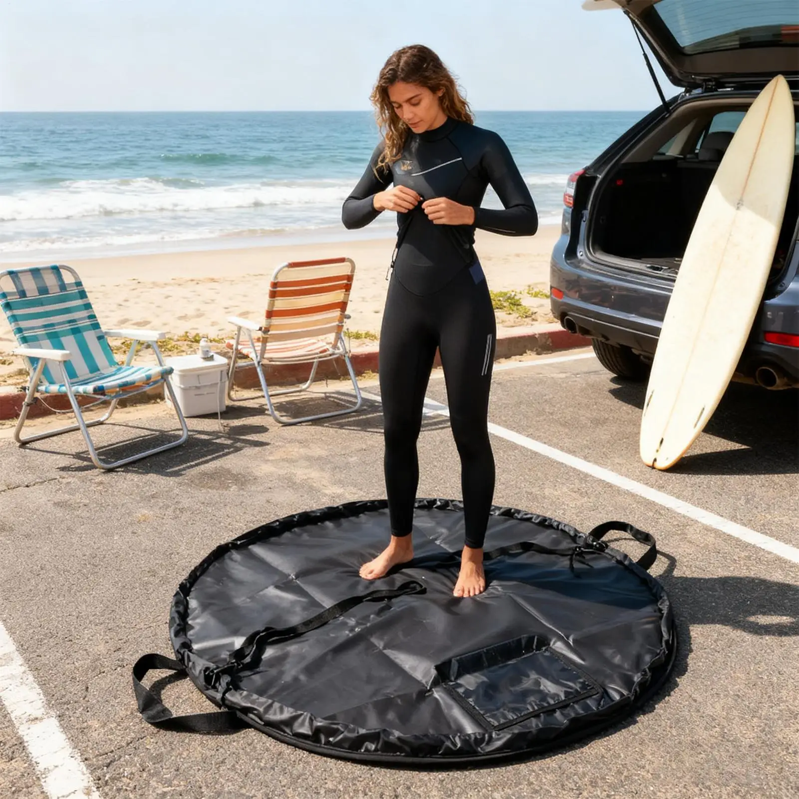 

Водонепроницаемый складной коврик для переодевания в гидрокостюме, портативное снаряжение для серфинга с ручкой для переноски, аксессуар для пляжа и бассейна, уличная станция для переодевания