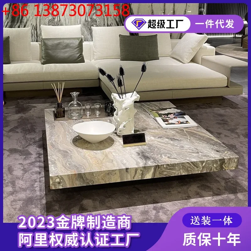 Source factory custom rock slab living room light luxury marble coffee table
