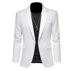 Blazer Casual Masculino de Negócios, Preto, Branco, Vermelho, Verde, Monocromático, Jaqueta Slim Fit, Noivo de Casamento, Casaco de Festa, Fashion, M-6XL