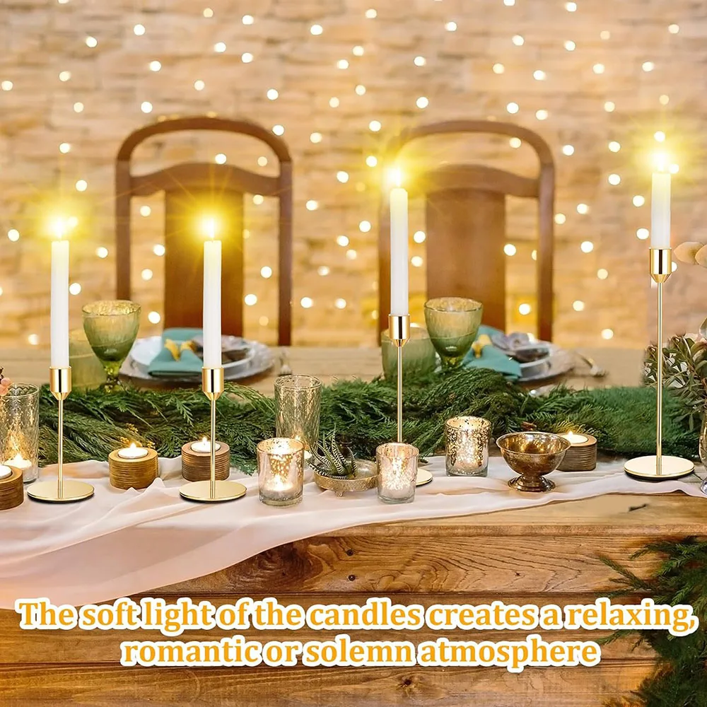 Metal Gold Taper Candlestick Holders Bulk Tall Candle Holders for Wedding Dinning Party Anniversary Table Centerpiece Home Decor