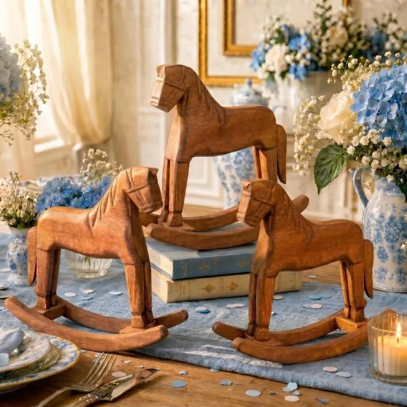 Vintage Wooden Rocking Tabletop Decoration Suitable For Parties Farmhouse Style Solid Wood Decorations Home Decor And Home Gifts