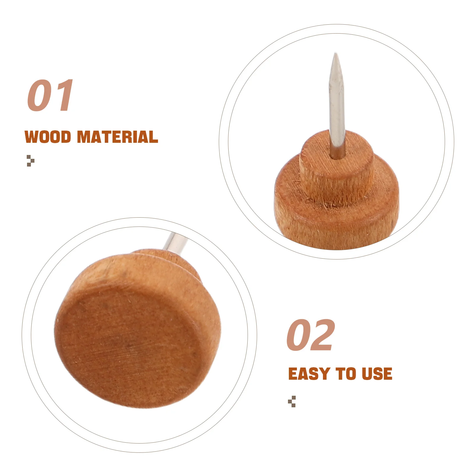 100 Stuks Houten Punaises Platte Kop Punaises voor Prikborden Foto Opknoping Kurk Boord Kaart Kalender Kantoorbenodigdheden