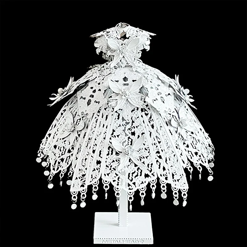 3D Metal Puzzle Beautiful White Lolita Dress DIY Handmade Assembly Model Laser Cutting Kits Jigsaw Puzzle Toys For Kids Adult