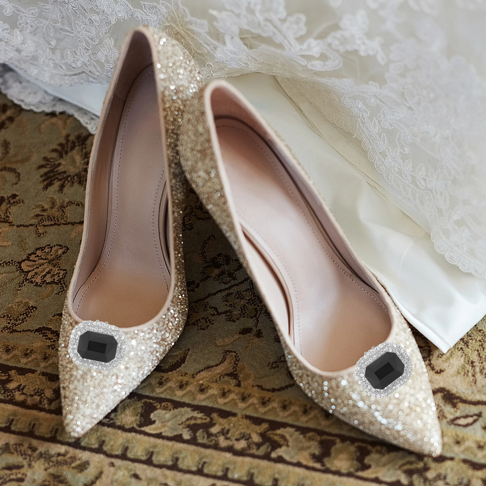 

1Pair Exquisite Shoe Clips Rhinestone Flower Decorations for Wedding Bride Prom Dinner Party Elegant Footwear Accessories