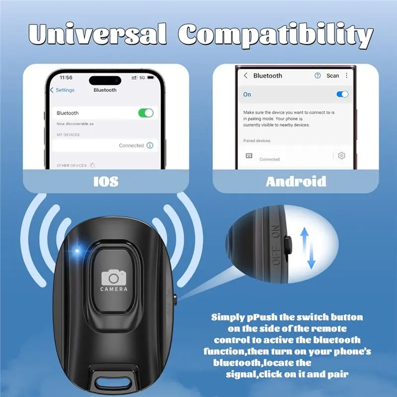 DT21 Bluetooth Camera Remote Controller Wireless Selfie Button for Smartphone Phone Remote Shutter 2PCS