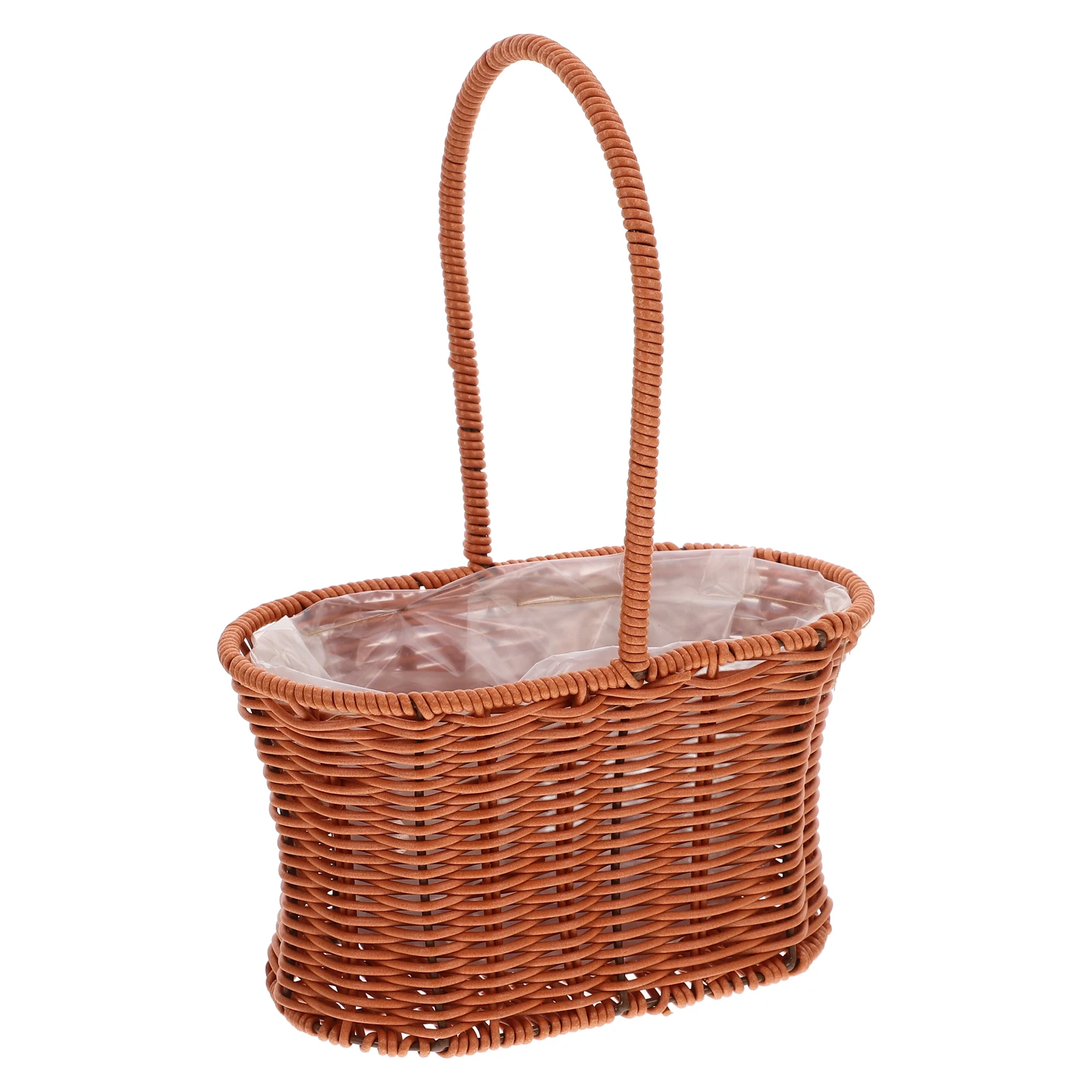 

Stylish Portable Handwoven Basket Waterproof Pe Woven Storage For Flowers Gardening Picnic Multi-Function Handheld Decorative