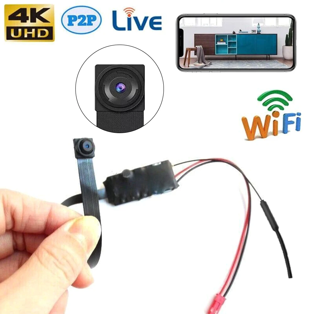 4K WIFI Wireless Spy Mini Camera Infrared Pinhole DIY Hidden HD Camera IP DVR Nanny Camera