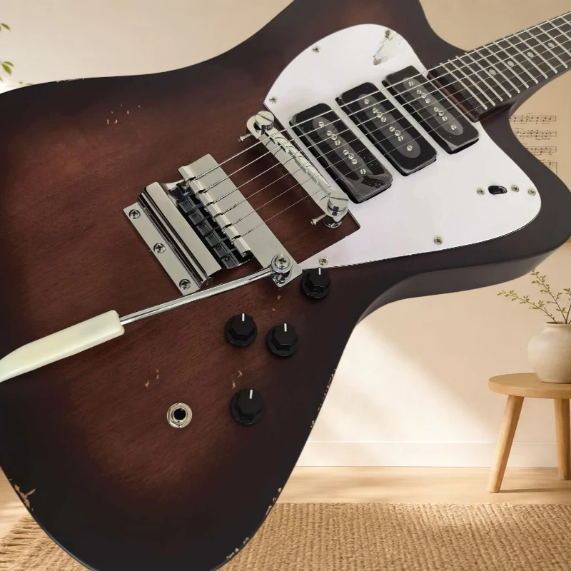 Dark Brown Matte Finish Firebird Electric Guitar SSS Pickups Vintage Tremolo A Niche Retro Player's  Mahogany Body Free Shipping