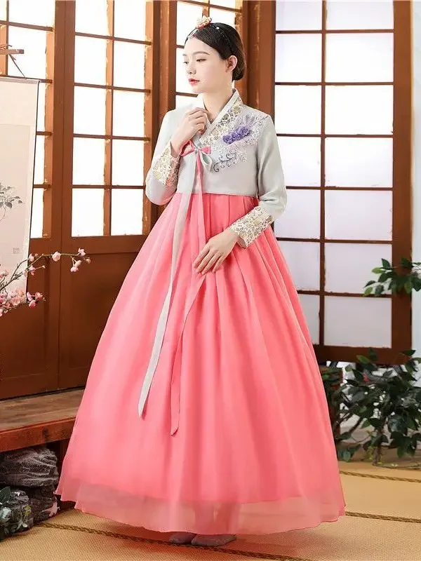 한복 Traditional Korean Clothing Hanbok Dress for Women Ancient Palace Robe V-neck National Performance Wedding Dress Asien Style