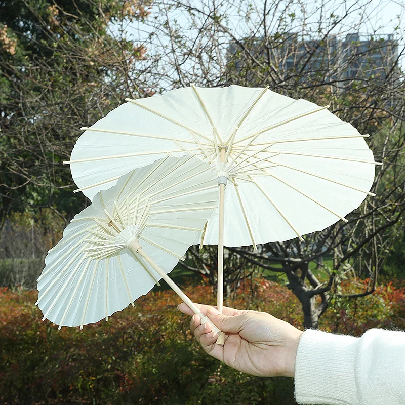 Weiße Papier-Sonnenschirme Chinesische Ölpapier-Deko DIY-Malerei Bambus-Schirme Hochzeit Brautparty Foto-Requisiten – Detail 7