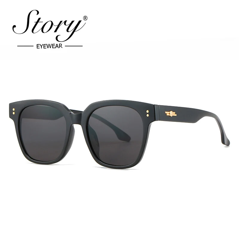 STORY Retro Trendy Green Ocean Lens Square Sunglasses Women Men New Classic Vintage Rivet Oversized Rectangle Sun Glasses S2297M image 3