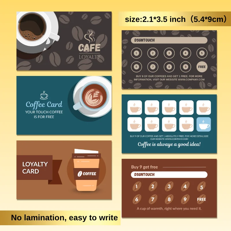 Loyalty Card for Coffee Shop 300gsm Art Paper Custom Design Service Uncoated Surface for Stamping 9x5.4cm Business Card