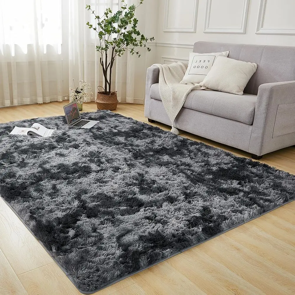 

Large Shag Fluffy Rugs for Living Room and Bedroom, Non-Slip Dark Grey Thick Plush Carpets for Kids, Aesthetic Home Decor Ideas