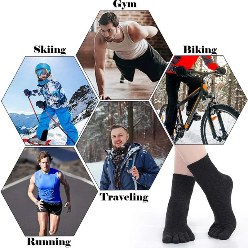 4 Pairs Men's Breathable Sweat Socks Toe Socks, Novelty Socks, Sports Socks image 5