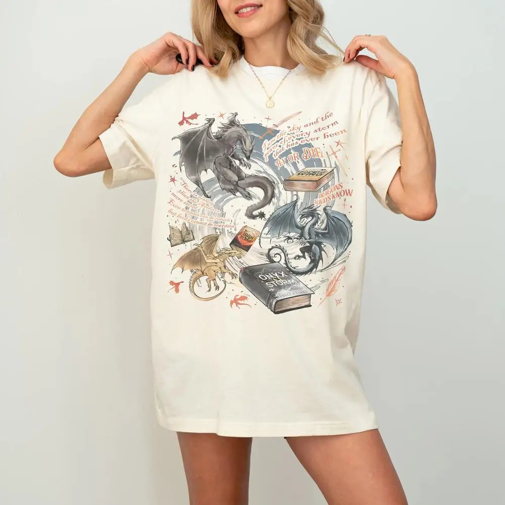 Women Cotton T Shirt Fourth Wing Onyx Storm Gift Shirt Rebecca Yarros Iron Flame Xaden Riorson Violet Sorrengail Booktok Shirt