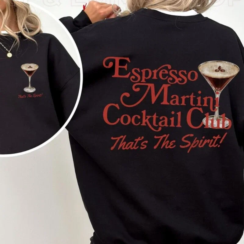 Espresso Martini Sweatshirt Cocktail Club Crewneck Sweatshirt Old Money Aesthetic Retro Y2K Hoodie 90s Nostalgia Downtown Girl