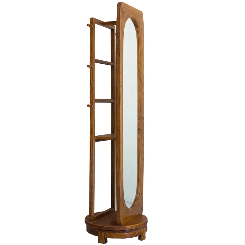

Solid wood rotating floor mirror, household changing mirror, bedroom furniture storage