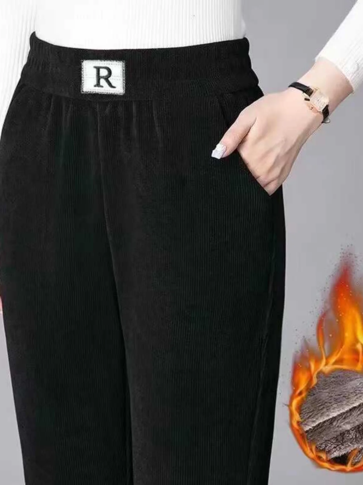 

Женские утепленные вельветовые брюки с высокой талией, свободные, больших размеров, прямые, в стиле Mom Harlan, повседневные, корейский стиль, для работы