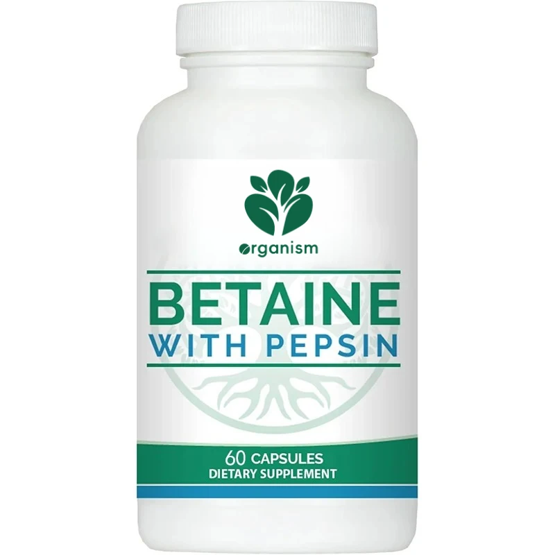 

Содержит 750 миллиграмм бетатинового HCl и 50 миллиграмм перца для поддержки пищеварения - 60 капсул.