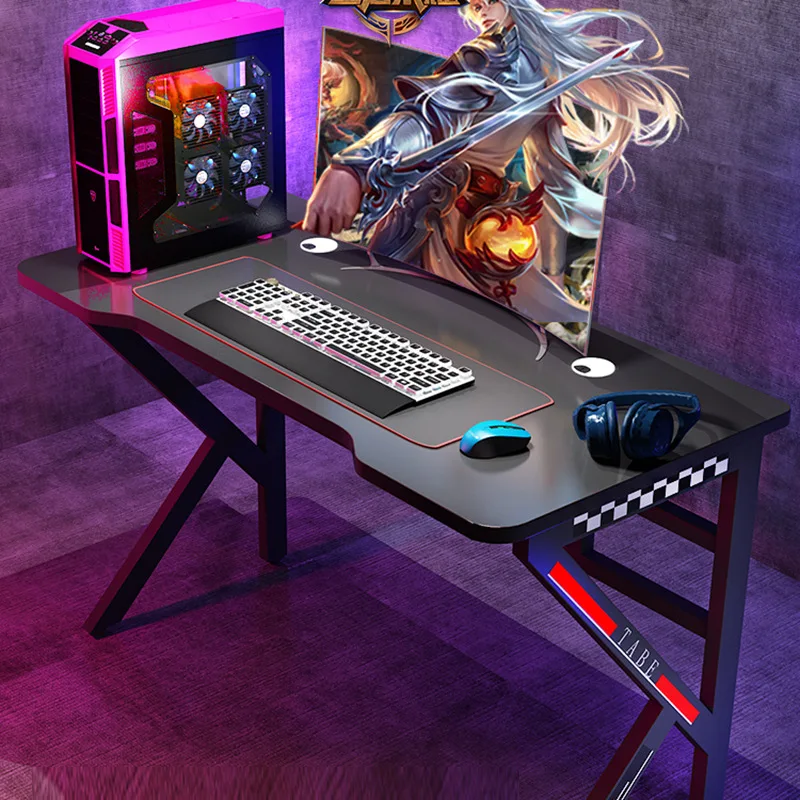 

Large Black Computer Game Desk Mount Led Bar Standing Computer Desk Mat Glow Sheet Modern Bureau Gaming Home Furniture OF50ZZ