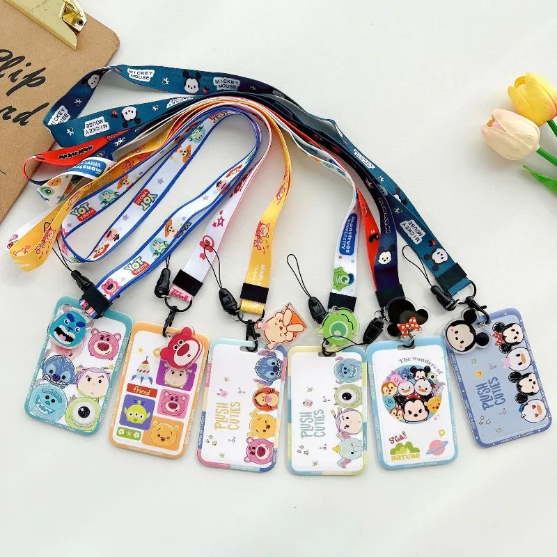 Disney Mickey Mouse ID Card Holder with Long Lanyard Neck Strap for Students Doctors Nurses School Hospital Access Control