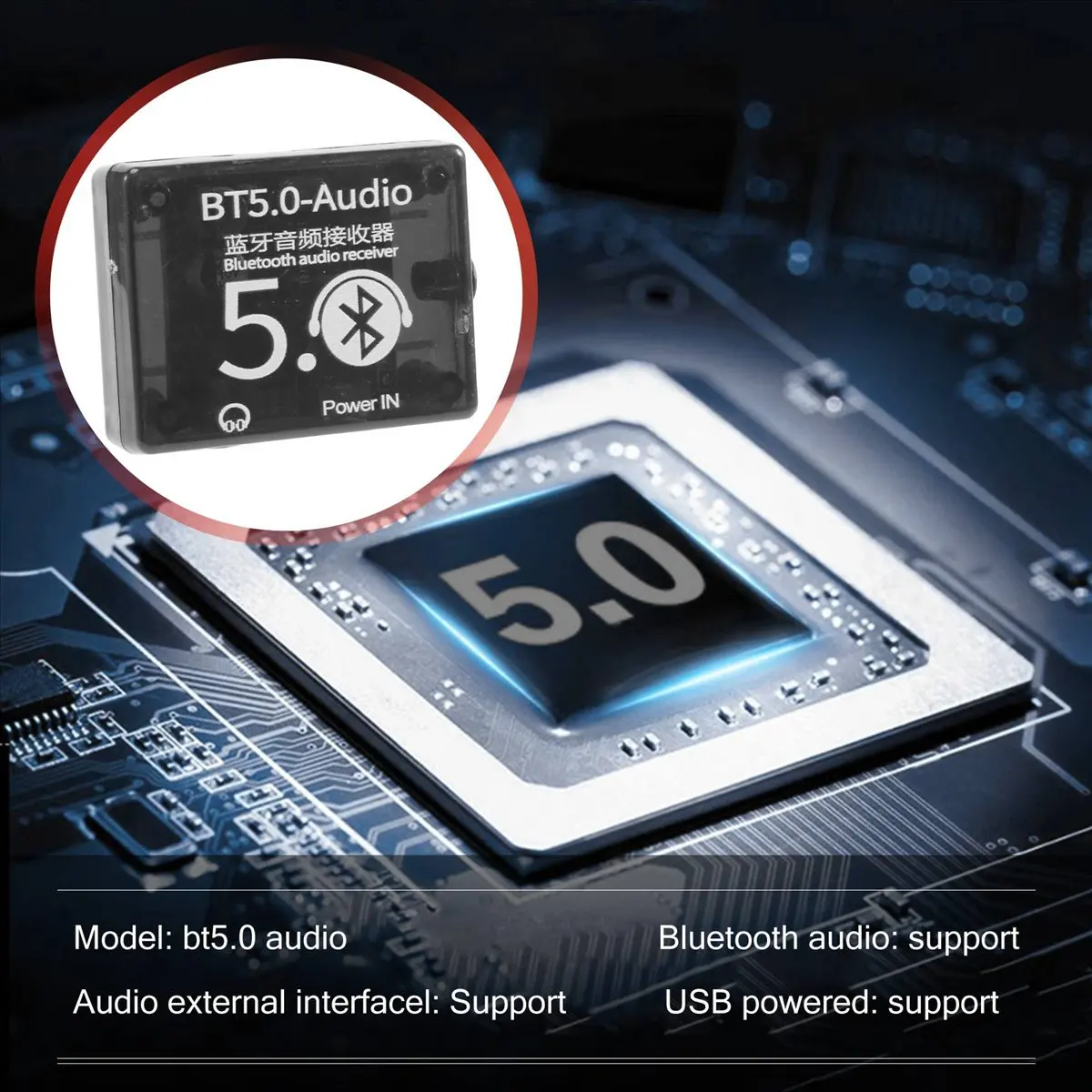 A003 BT5.0 Audio Receiver MP3 Bluetooth Decoder Lossless Car Speaker Audio Amplifier Board with Case