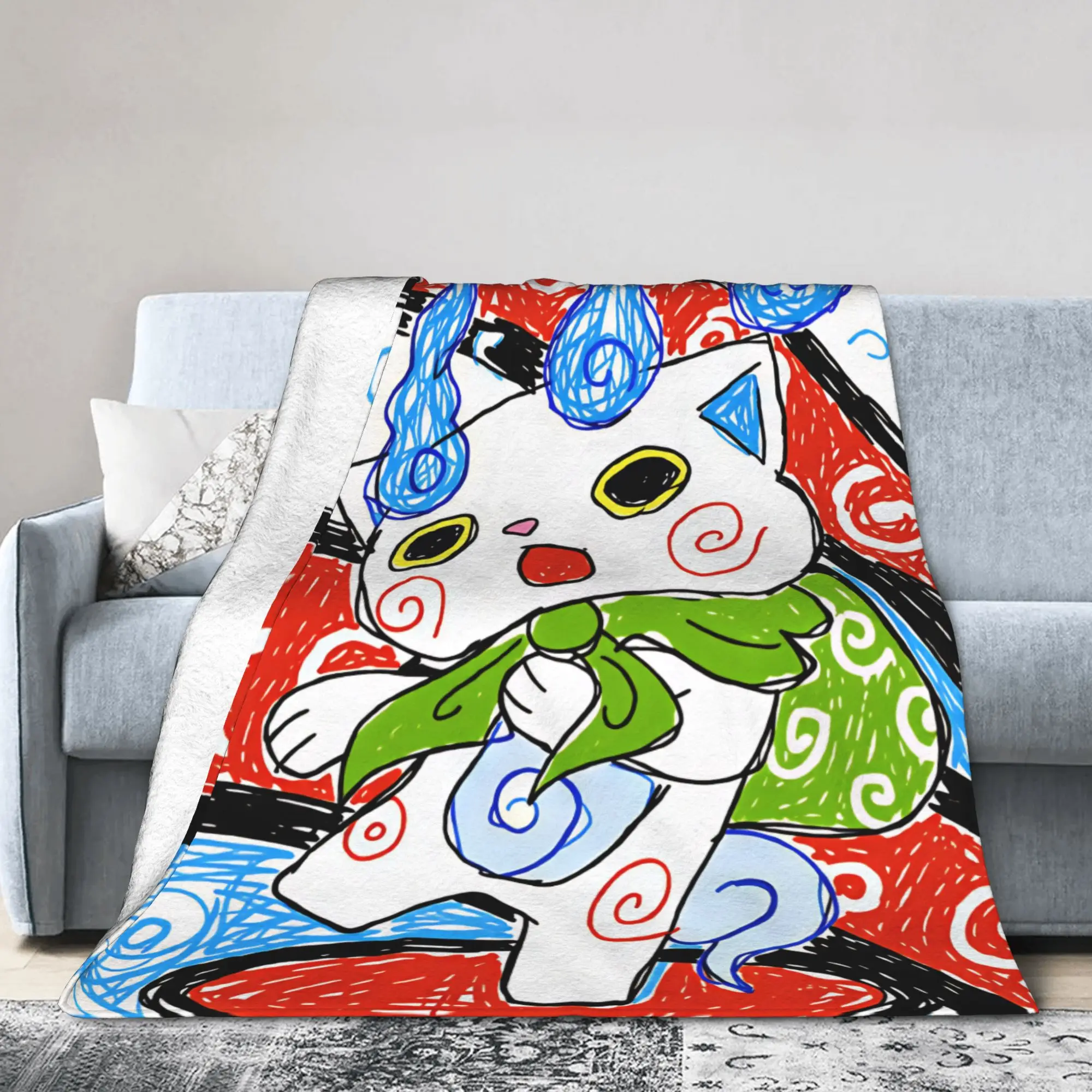 Soft Warm BlanketChild Airplane Travel Yokai Watchs  Bedding Throws  Flannel Bedspread For Couch Bed Fluffy Sofa Bed Cover