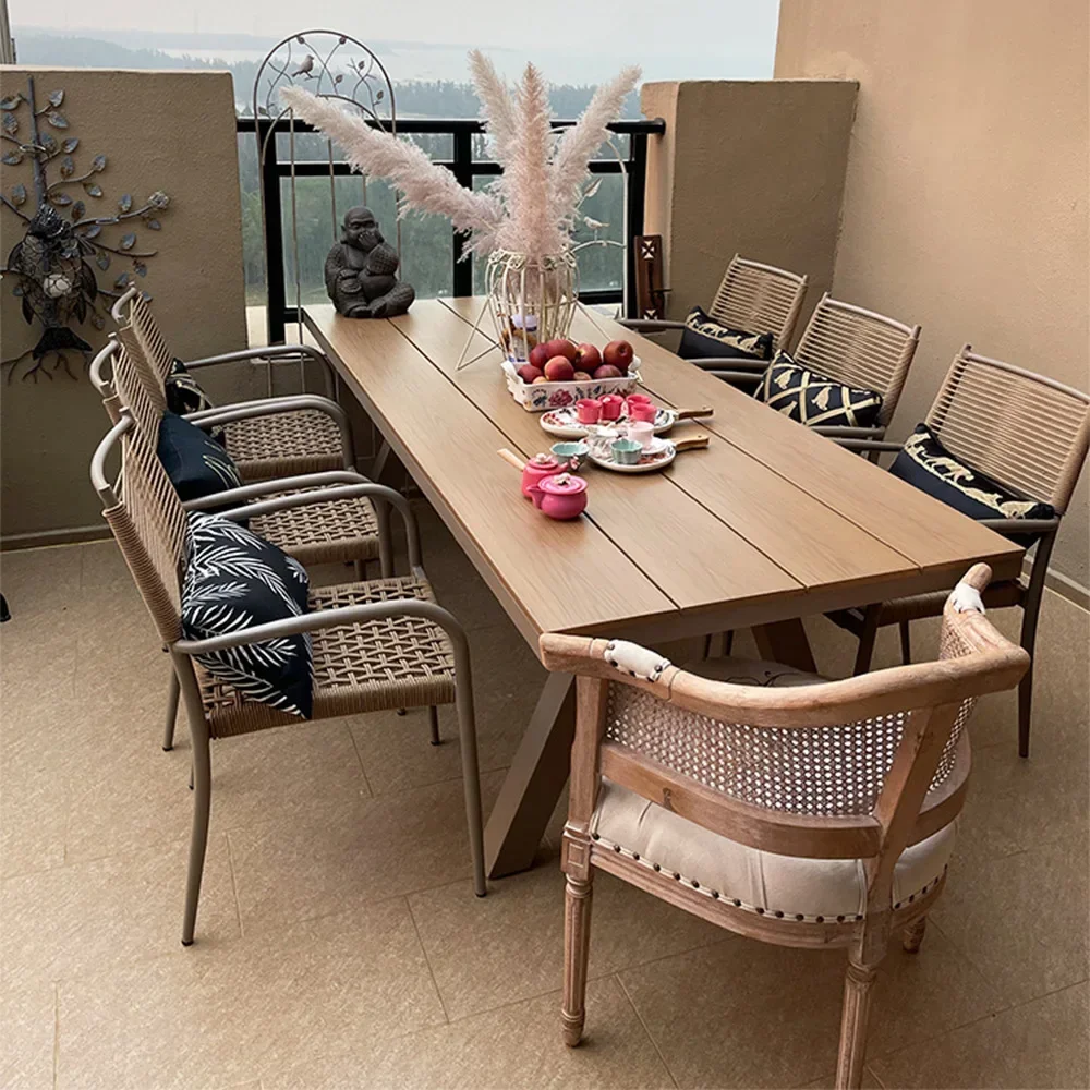 Outdoor table and chairs Courtyard Garden Terrace Rattan chair Villa Hotel Open-air with umbrella Internet celebrity homestay